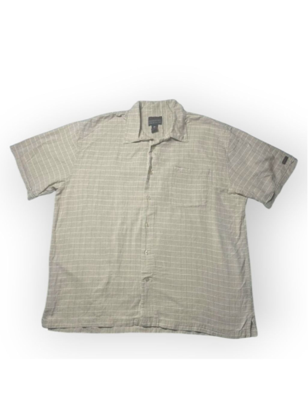 FUBU Beige Plaid Cotton Button Down Shirt XXL